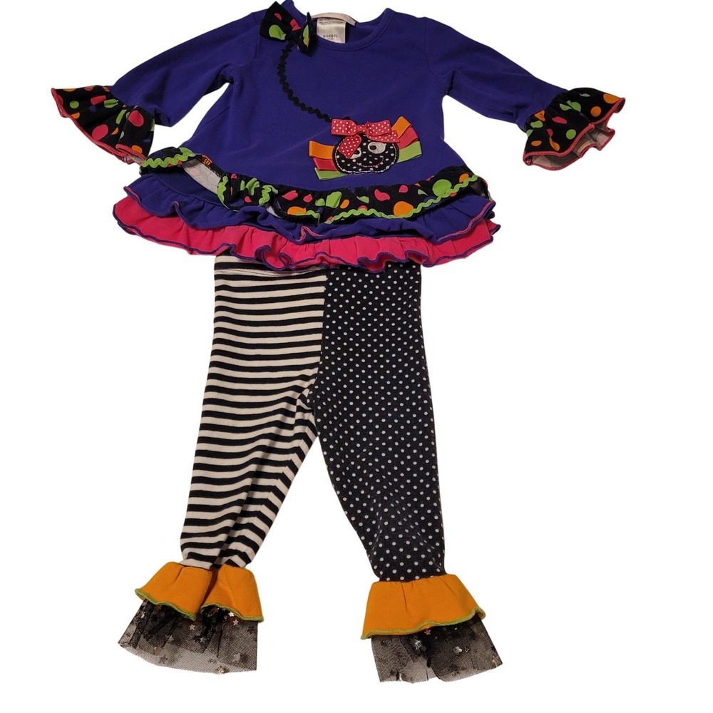 Bonnie Baby Halloween Spider Tunic Leggings Set 12M Purple Ruffle Vibrant Play